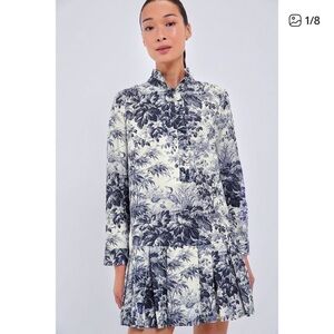 Navy Floral Long Sleeve Dress